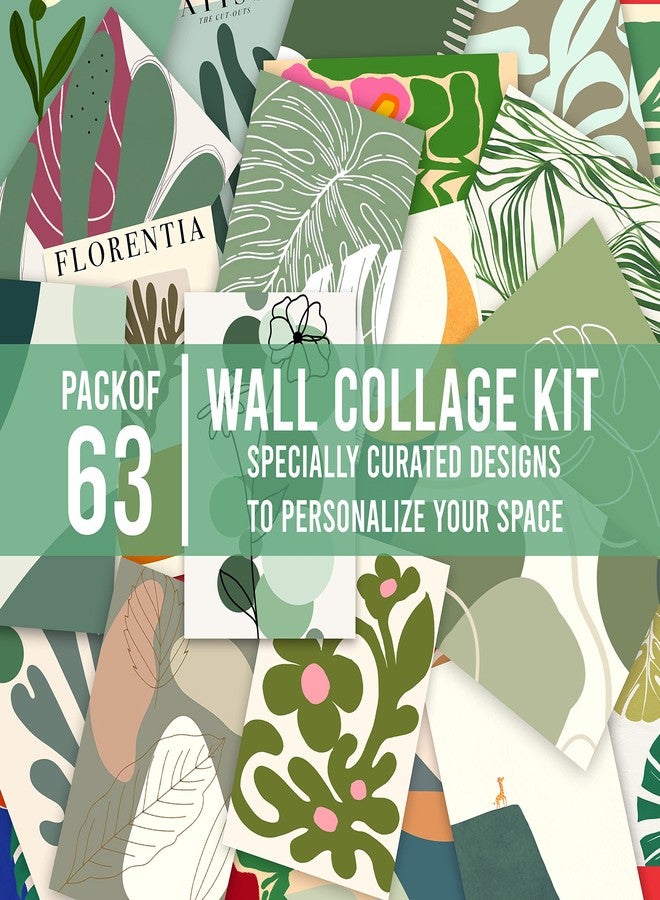 rousrie Paper (Pack Of 63 Cute Aesthetic Wall Collage Kit For Room Wall Decor, Peel And Stick Posters For Decoration 6 Inch By 4 Inch (Green) - Image 2